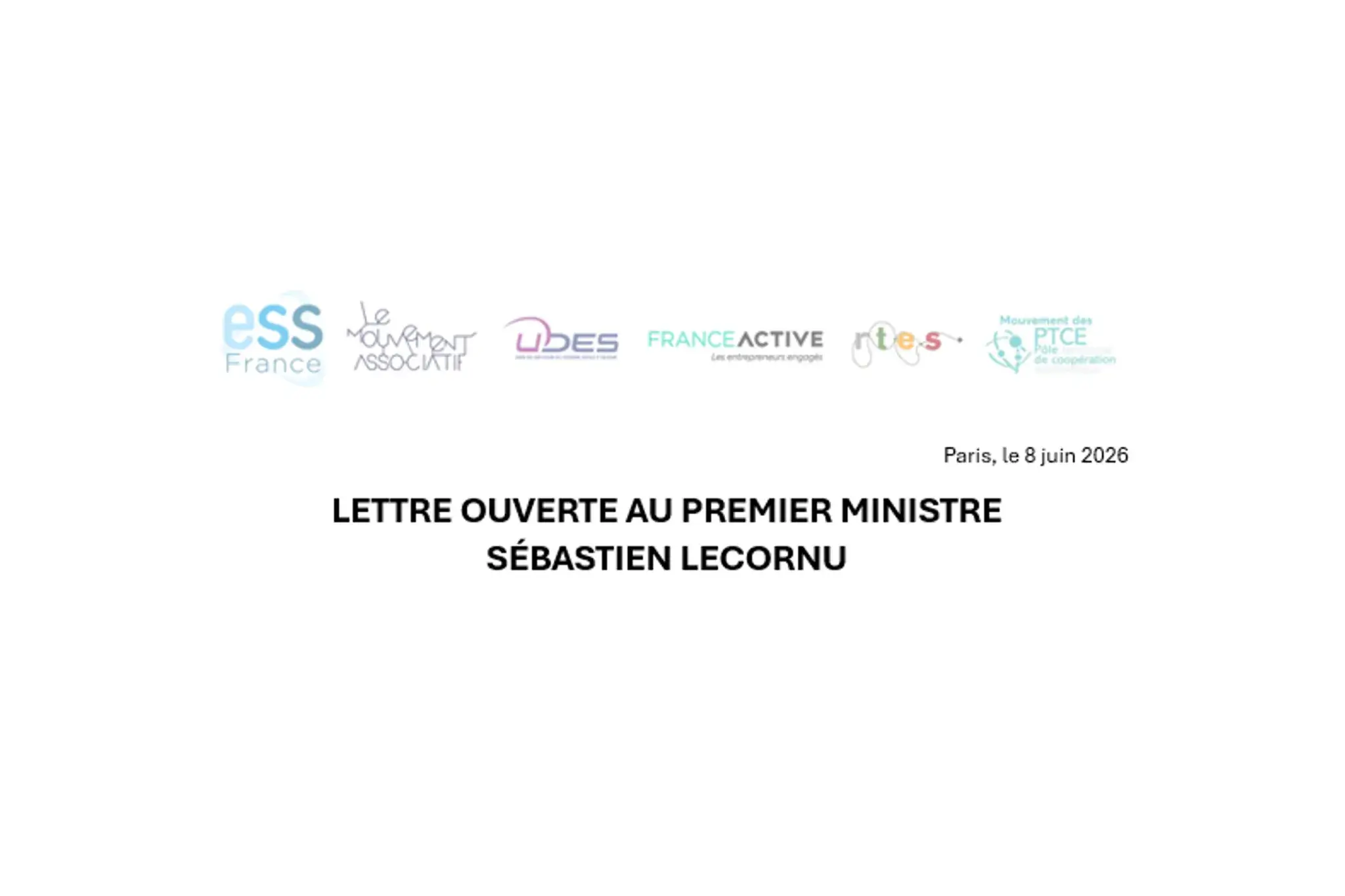 Budget ESS – Lettre ouverte d&rsquo;ESS France au Premier Ministre