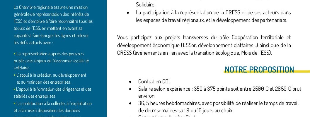 Annonce Charge de mission Filières et Coopération écologique