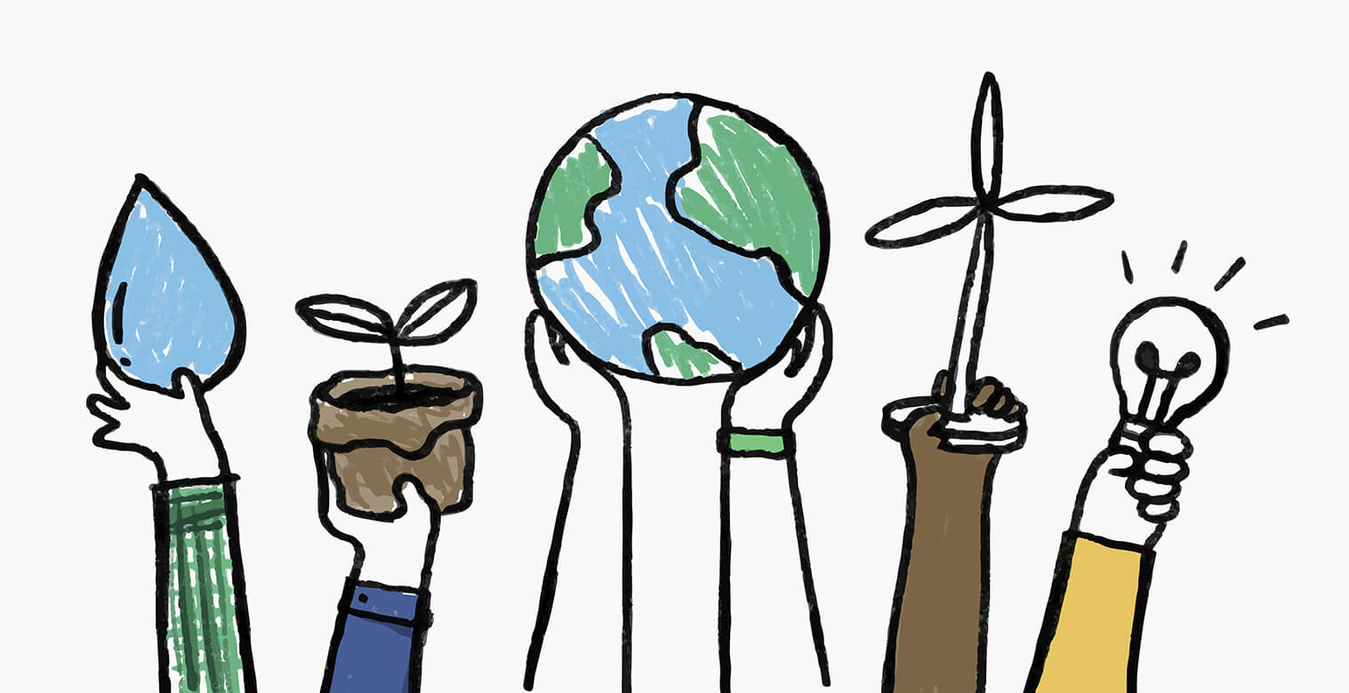 Environment doodle vector, renewable energy concept